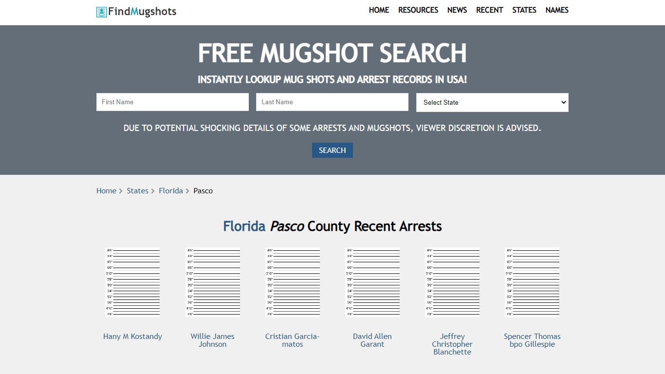 Find Pasco Florida Mugshots - Find Mugshots